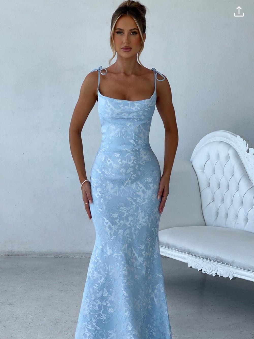 Babyboo White Floral Lace Tie-Shoulder Maxi Dress